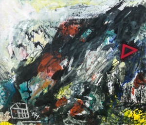 Haldenrutsch Gessen 1966, 2017, Acryl auf Leinwand, 120×140 cm